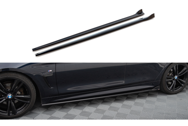 Maxton Design Seitenschweller (Paar) für BMW 4er F32 F36 F33 M-Paket Hochglanz schwarz
