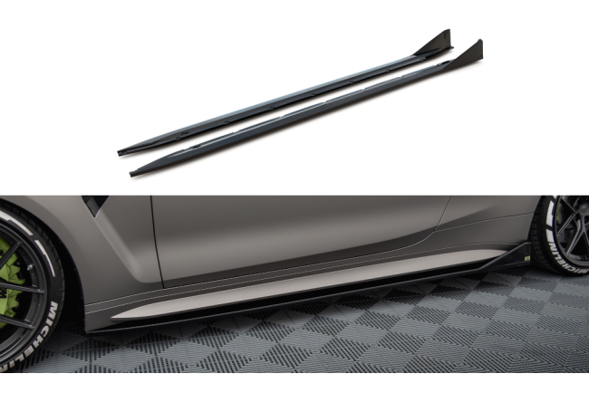 Maxton Design Seitenschweller V.3 für CSL Look BMW M4 G82 schwarz Hochglanz