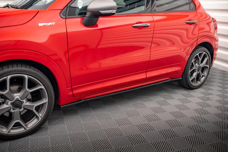 Maxton Design Seitenschweller (Paar) für Fiat 500X Sport Mk1 Facelift Hochglanz schwarz