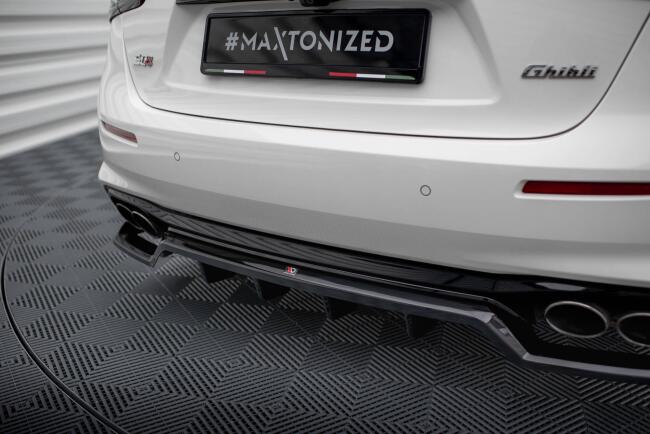 Maxton Design mittlerer Heckdiffusor DTM Look für Maserati Ghibli Mk3 Facelift schwarz Hochglanz