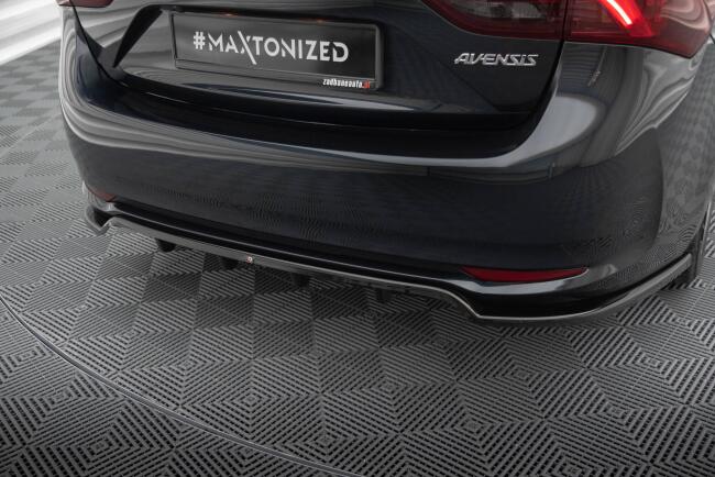 Maxton Design mittlerer Heckdiffusor DTM Look für Toyota Avensis Limousine Mk3 Facelift schwarz Hochglanz