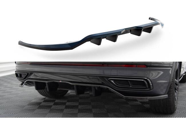 Maxton Design mittlerer Heckdiffusor DTM Look für Volkswagen Tiguan R-Line Mk2 Facelift schwarz Hochglanz