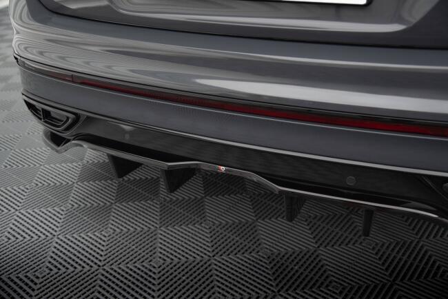 Maxton Design mittlerer Heckdiffusor DTM Look für Volkswagen Tiguan R-Line Mk2 Facelift Hochglanz schwarz
