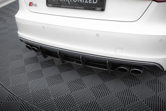 Maxton Design Street Pro Heckdiffusor für Audi S3 Sportback / Hatchback 8V Schwarz-Rot