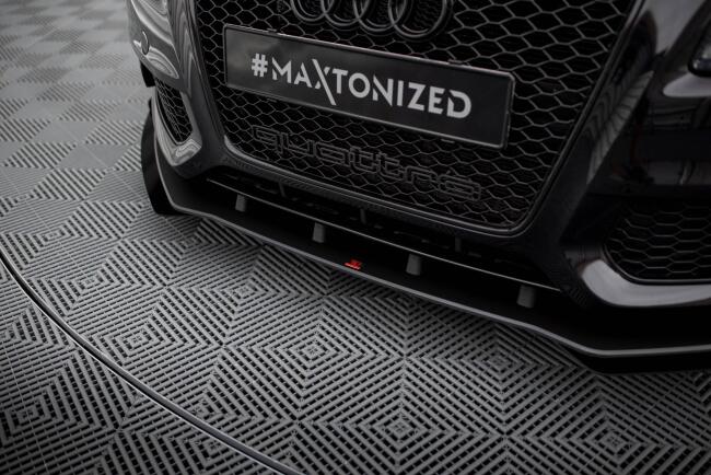 Maxton Design Street Pro Frontlippe für Audi S5 / A5 S-Line 8T schwarz rot mit Hochglanz Flaps