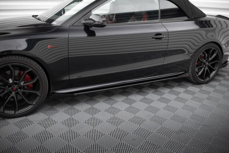 Maxton Design Street Pro Seitenschweller für Audi A5 / A5 S-Line / S5 Coupe / Cabrio 8T / 8T Facelift Schwarz mit Hochglanz Flaps