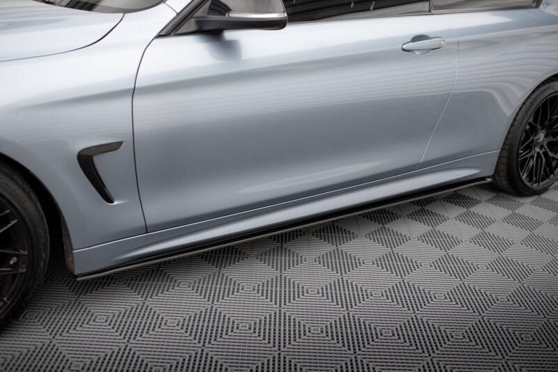 Maxton Design Street Pro Seitenschweller (Paar) V.2 für BMW 4er F32 F33 F36 M-Paket Schwarz matt