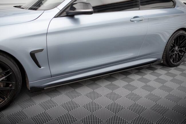 Maxton Design Street Pro Seitenschweller V.2 für BMW 4er Coupe M-Paket F32 schwarz mit Hochglanz Flaps