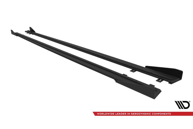 Maxton Design Street Pro Seitenschweller V.2 für BMW 4er Coupe M-Paket F32 schwarz mit Hochglanz Flaps