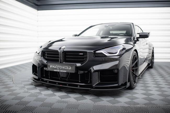 Maxton Design Street Pro Frontlippe für BMW M2 G87 Schwarz mit Hochglanz Flaps