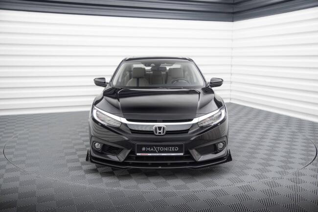 Maxton Design Street Pro Frontlippe für Honda Civic Mk10 schwarz mit Hochglanz Flaps
