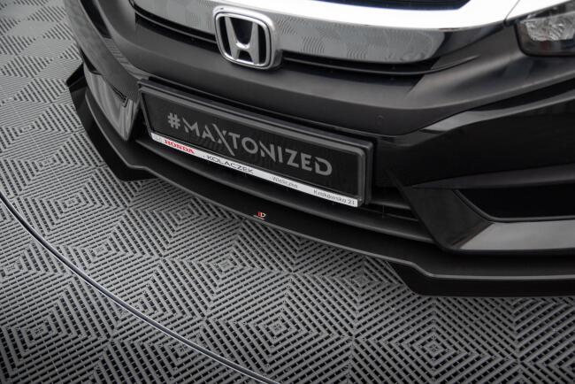 Maxton Design Street Pro Frontlippe für Honda Civic Mk10 Schwarz-Rot mit Hochglanz Flaps