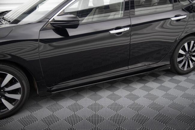 Maxton Design Street Pro Seitenschweller für Honda Civic Mk10 schwarz rot mit Hochglanz Flaps