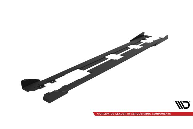 Maxton Design Street Pro Seitenschweller für Honda Civic Mk10 Schwarz-Rot mit Hochglanz Flaps