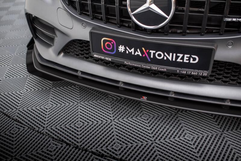 Maxton Design Street Pro Frontlippe für Mercedes-AMG C43 Coupe C205 Facelift Schwarz-Rot mit Hochglanz Flaps