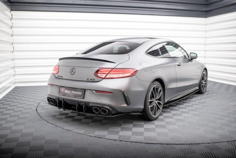 Maxton Design Street Pro Diffusor Flaps für Mercedes-AMG C43 Coupe C205 Facelift Schwarz matt