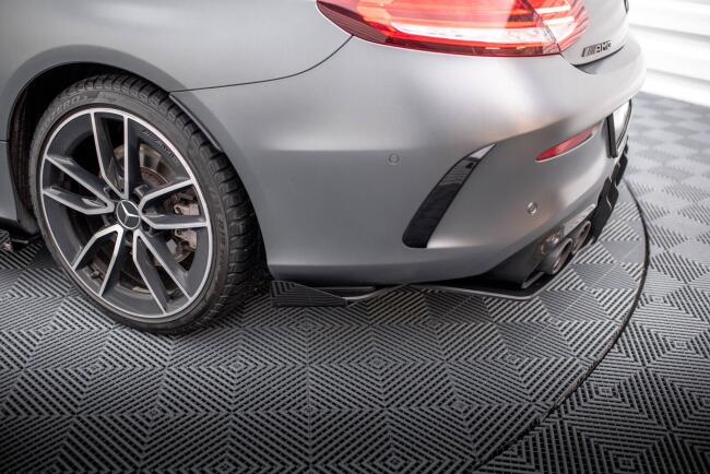 Maxton Design Street Pro Diffusor Flaps für Mercedes-AMG C43 Coupe C205 Facelift matt Schwarz mit Hochglanz Flaps