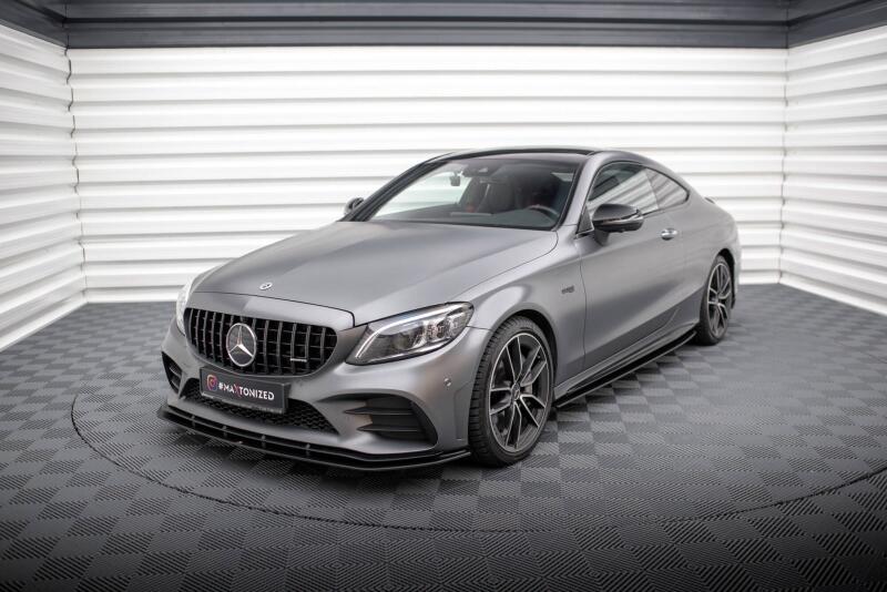 Maxton Design Street Pro Seitenschweller für Mercedes-AMG C43 Coupe C205 Facelift Schwarz matt