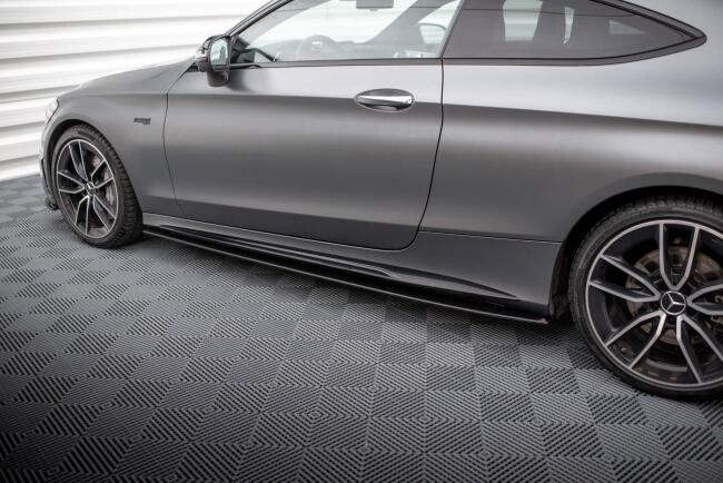 Maxton Design Street Pro Seitenschweller für Mercedes-AMG C43 Coupe C205 Facelift Schwarz matt