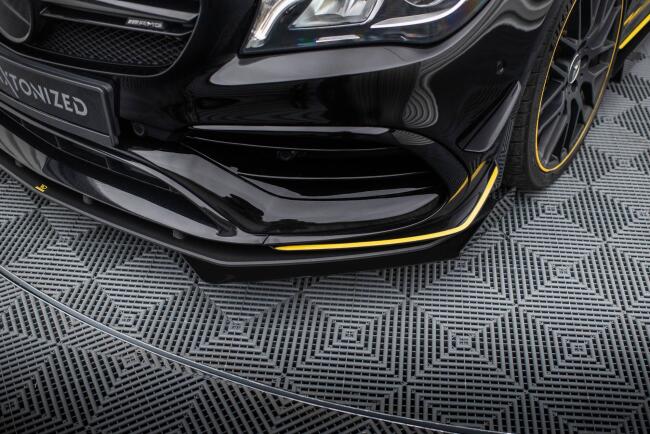 Maxton Design Street Pro Frontlippe für Mercedes-AMG CLA 45 Aero C117 Facelift schwarz mit Hochglanz Flaps