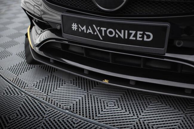 Maxton Design Street Pro Frontlippe für Mercedes-AMG CLA 45 Aero C117 Facelift Schwarz-Rot mit Hochglanz Flaps