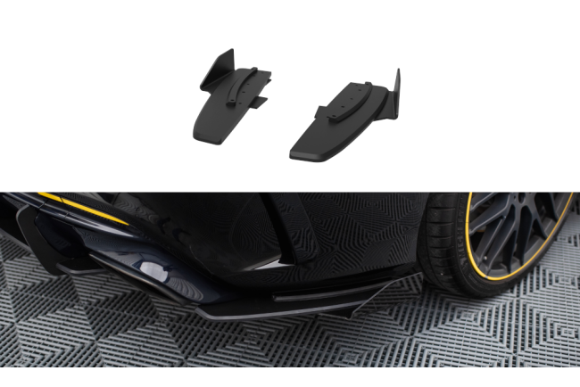 Maxton Design Street Pro Diffusor Flaps für Mercedes-AMG CLA 45 C117 Facelift schwarz rot mit Hochglanz Flaps