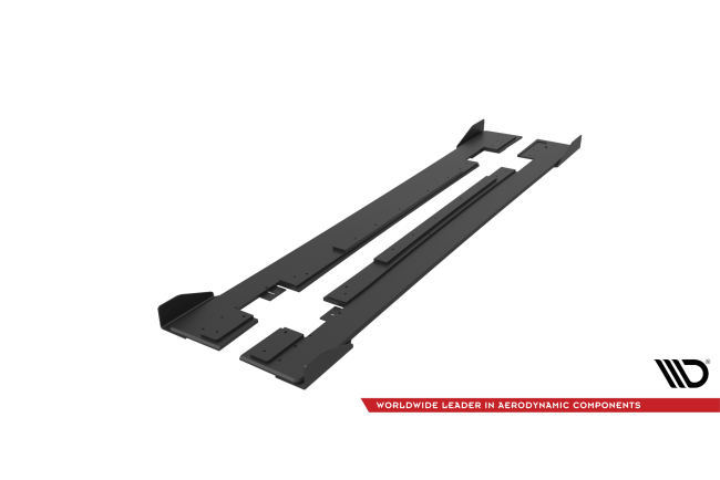 Maxton Design Street Pro Seitenschweller (Paar) für Mercedes-AMG CLA 45 C117 Facelift Schwarz mit Hochglanz Flaps