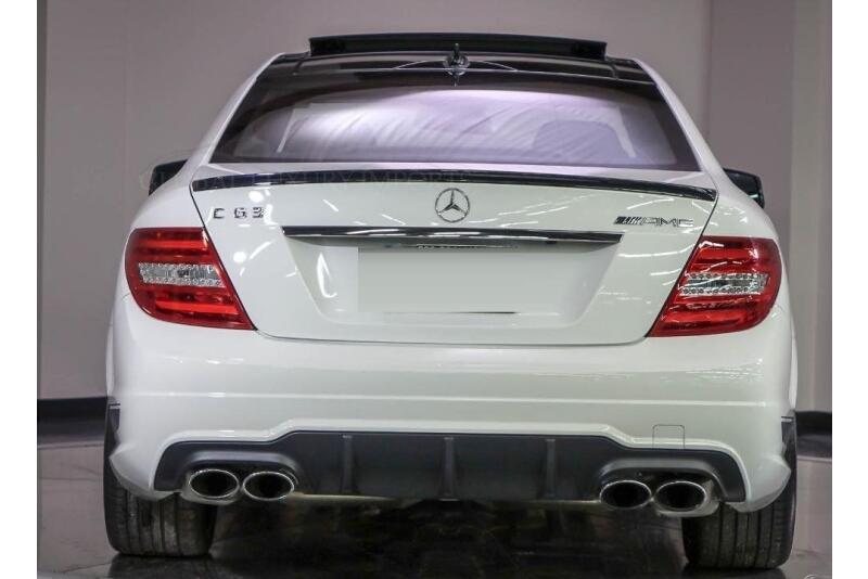 Edelstahl Sportauspuff und Heckdiffusor Glanz für Mercedes C-Klasse W204 Facelift AMG-Line 2011-2015 Endrohre 120x80mm