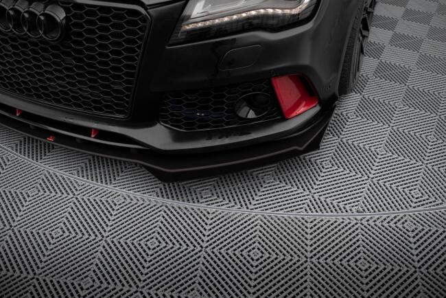 Maxton Design Street Pro Frontlippe für Audi A7 RS7 Look C7 Schwarz mit Hochglanz Flaps