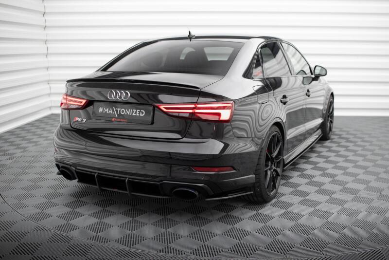 Maxton Design Street Pro Diffusor Flaps für Audi RS3 Limousine 8V Facelift Schwarz matt