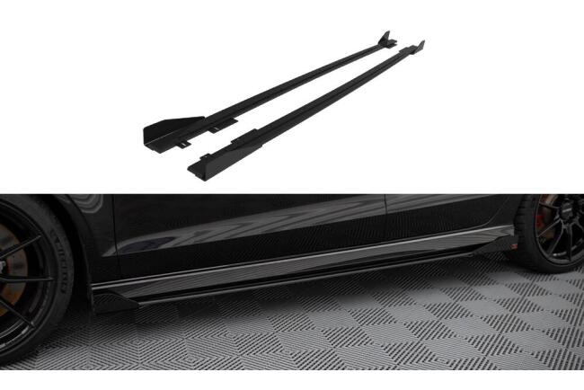 Maxton Design Street Pro Seitenschweller für Audi RS3 Limousine 8V Facelift schwarz mit Hochglanz Flaps