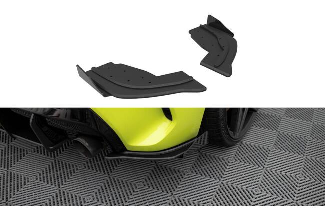 Maxton Design Street Pro Diffusor Flaps für BMW 1er F40 M-Paket / M135i Schwarz-Rot mit Hochglanz Flaps