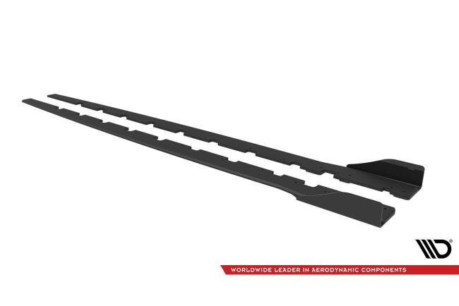 Maxton Design Street Pro Seitenschweller für BMW 1er F40 M-Paket / M135i Schwarz-Rot mit Hochglanz Flaps