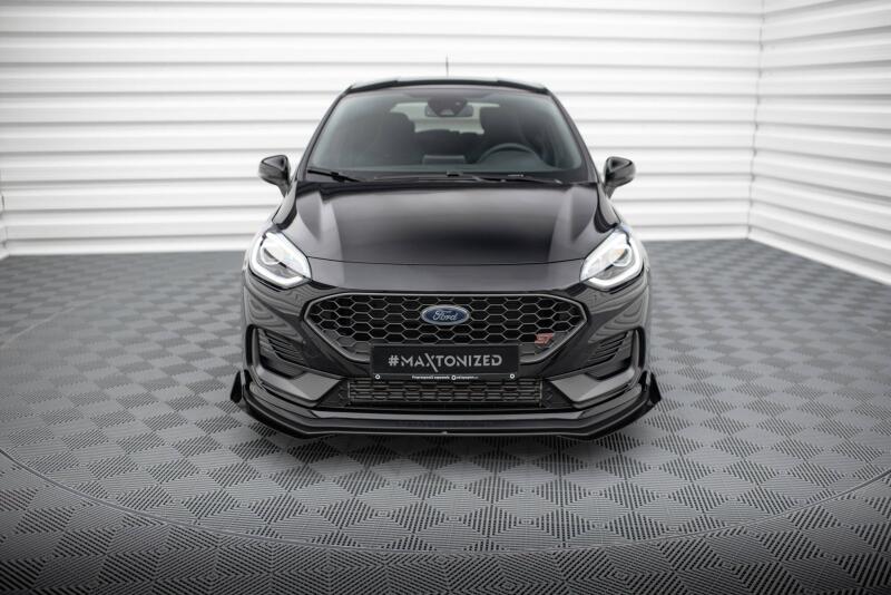 Maxton Design Street Pro Frontlippe für Ford Fiesta ST / ST-Line Mk8 Facelift Schwarz mit Hochglanz Flaps