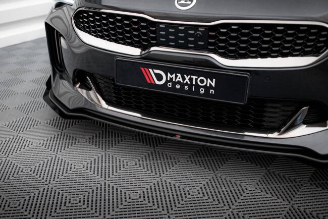 Maxton Design Street Pro Frontlippe für Kia Stinger GT / GT-Line Mk1 Schwarz-Rot mit Hochglanz Flaps