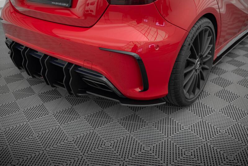 Maxton Design Street Pro Diffusor Flaps für Mercedes-Benz A 45 AMG W176 Facelift Schwarz matt