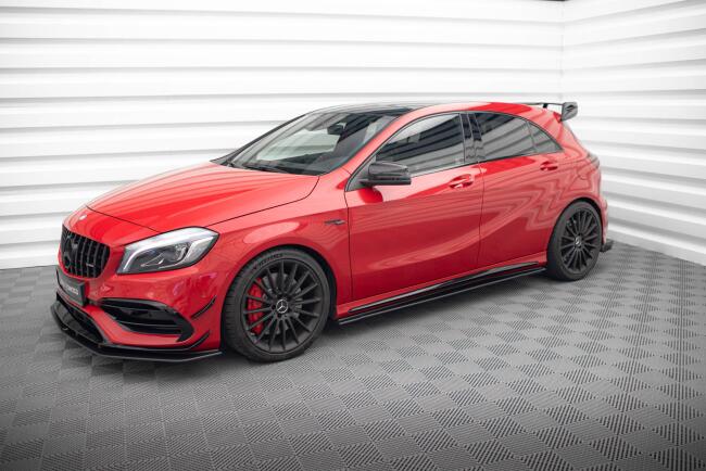 Maxton Design Street Pro Seitenschweller für Mercedes-Benz A 45 AMG W176 Facelift Schwarz matt