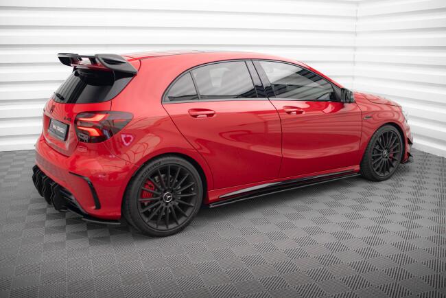 Maxton Design Street Pro Seitenschweller für Mercedes-Benz A 45 AMG W176 Facelift Schwarz matt