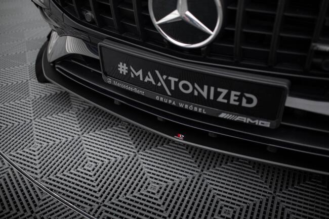 Maxton Design Street Pro Frontlippe für Mercedes-AMG A35 W177 Facelift Schwarz mit Hochglanz Flaps