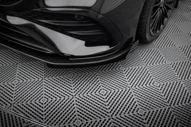 Maxton Design Street Pro Frontlippe für Mercedes-AMG A35 W177 Facelift schwarz rot mit Hochglanz Flaps