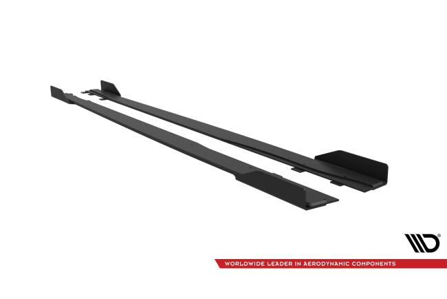 Maxton Design Street Pro Seitenschweller (Paar) für Mercedes-AMG A35 W177 Facelift Schwarz-Rot mit Hochglanz Flaps