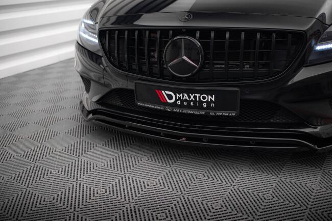 Maxton Design Frontlippe für Mercedes-Benz CLS C218 Facelift schwarz Hochglanz