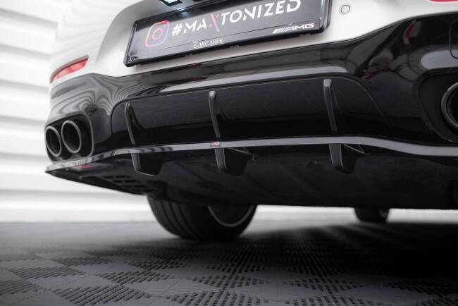 Maxton Design mittlerer Heckdiffusor DTM Look für Mercedes-AMG GT 43 4 Door Coupe V8 Styling Package Hochglanz schwarz
