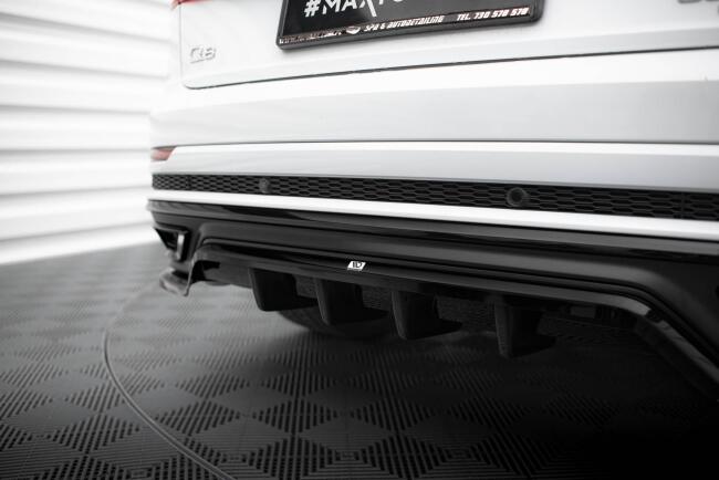 Maxton Design mittlerer Heckdiffusor DTM Look für Audi Q8 S-Line Mk1 Hochglanz schwarz