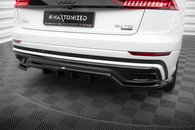 Maxton Design mittlerer Heckdiffusor DTM Look für Audi Q8 S-Line Mk1 schwarz Hochglanz