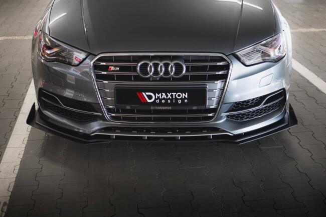 Maxton Design Front-Flaps für Audi S3 / A3 S-Line Limousine 8V schwarz Hochglanz