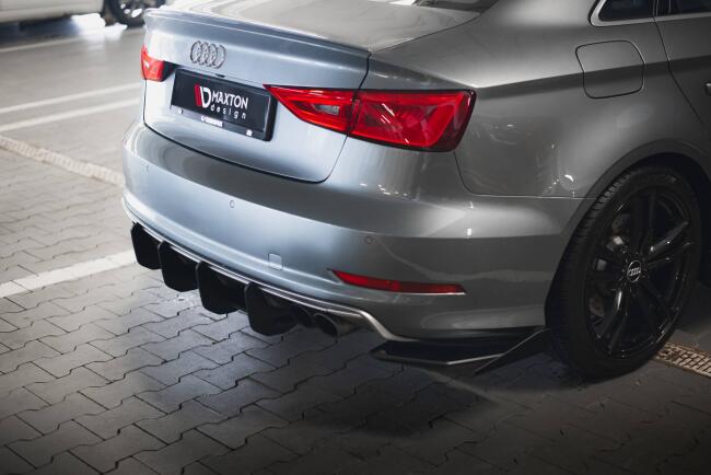Maxton Design Street Pro Heckdiffusor für Audi S3 Limousine 8V Schwarz matt
