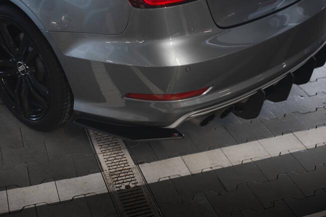 Maxton Design Street Pro Diffusor Flaps für Audi S3 Limousine 8V Schwarz matt