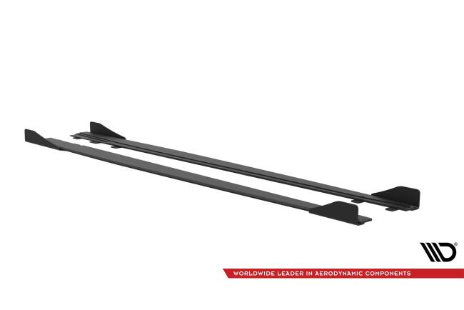 Maxton Design Street Pro Seitenschweller für Audi S3 / A3 S-Line Limousine 8V schwarz matt mit Hochglanz Flaps