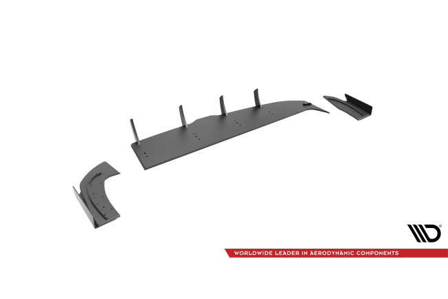 Maxton Design Street Pro Heckdiffusor für Hyundai I30 Fastback N-Line Mk3 Facelift Schwarz matt mit Hochglanz Flaps